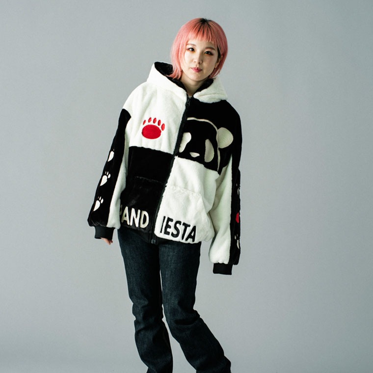 【PANDIESTA】シンメトリー切替フェイクファーZIPブルゾン
