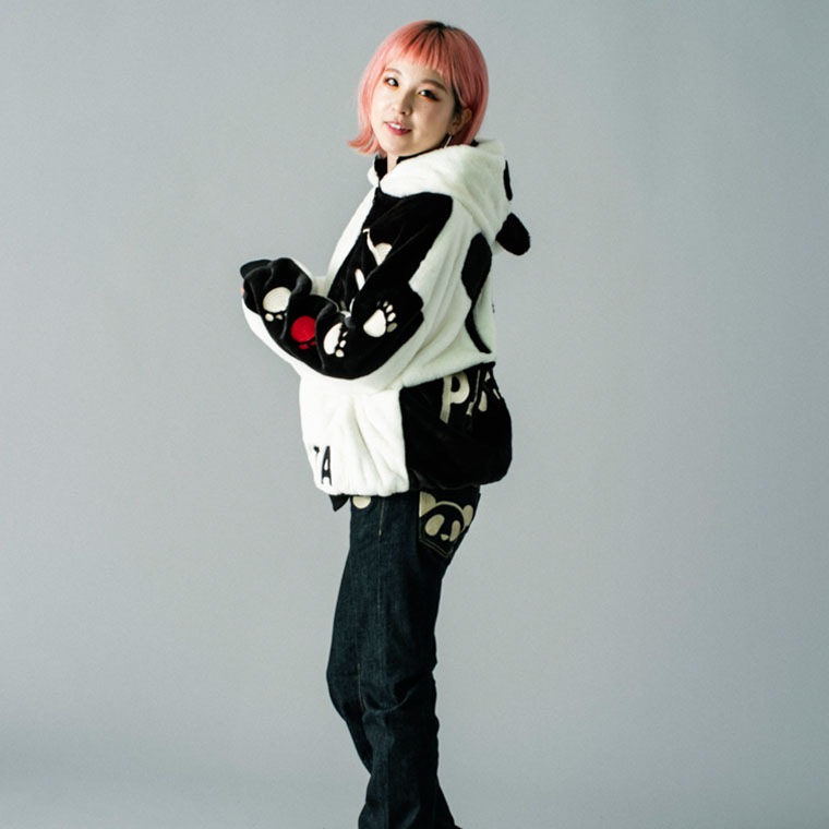 【PANDIESTA】シンメトリー切替フェイクファーZIPブルゾン