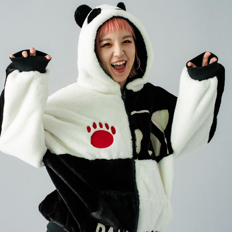 【PANDIESTA】シンメトリー切替フェイクファーZIPブルゾン