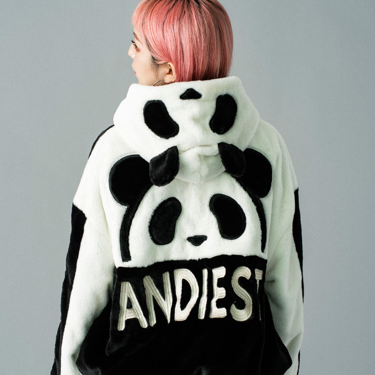 【PANDIESTA】シンメトリー切替フェイクファーZIPブルゾン