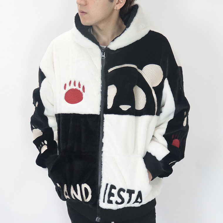 【PANDIESTA】シンメトリー切替フェイクファーZIPブルゾン