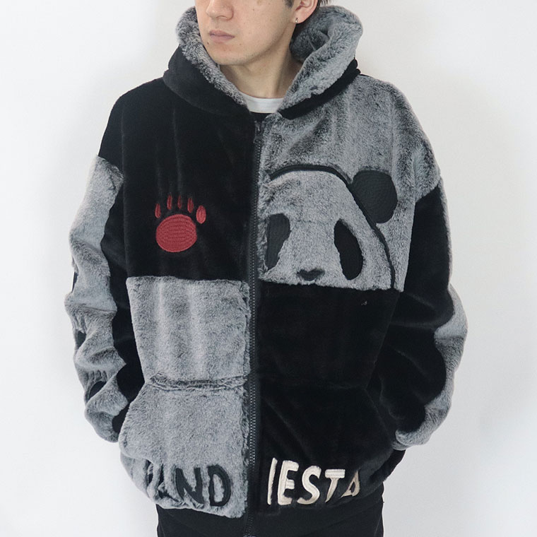【PANDIESTA】シンメトリー切替フェイクファーZIPブルゾン