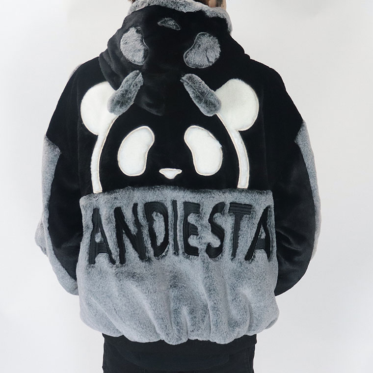 【PANDIESTA】シンメトリー切替フェイクファーZIPブルゾン