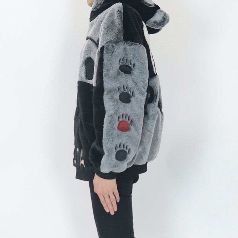 【PANDIESTA】シンメトリー切替フェイクファーZIPブルゾン