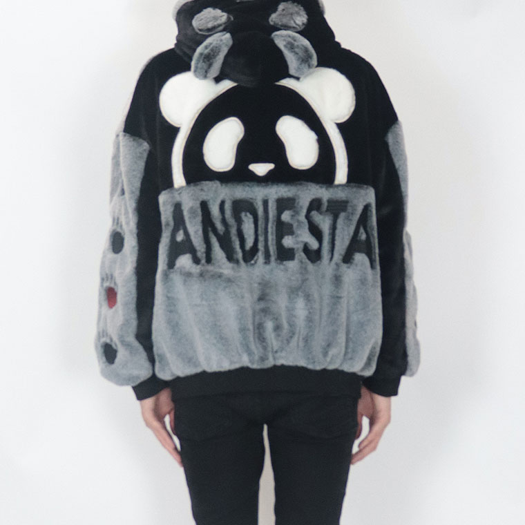 【PANDIESTA】シンメトリー切替フェイクファーZIPブルゾン