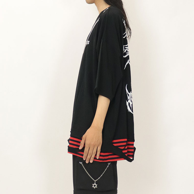 \数量限定30%OFF/【PSYCHONATION】チェーン付きフェイクレイヤードBIGシルエットTシャツ