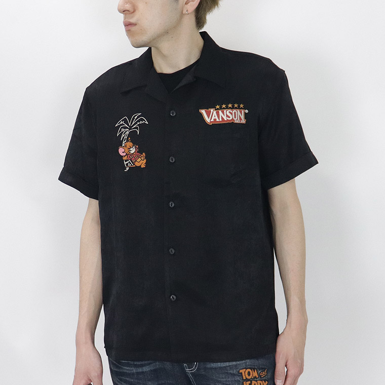 【TOM&JERRYコラボ】レーヨン×刺繍 半袖シャツ