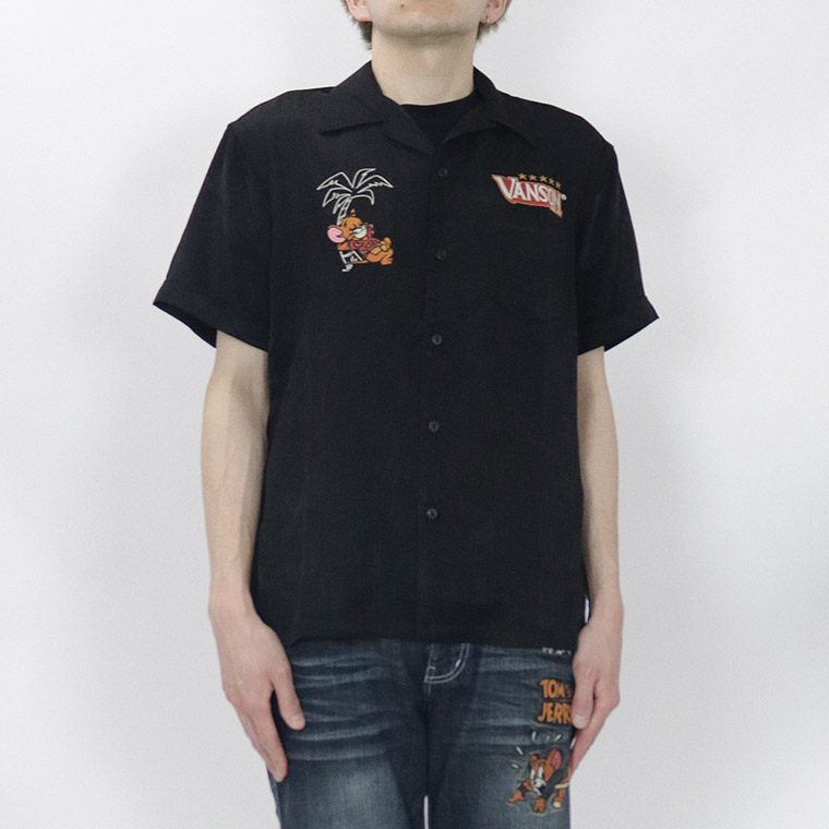 【TOM&JERRYコラボ】レーヨン×刺繍 半袖シャツ
