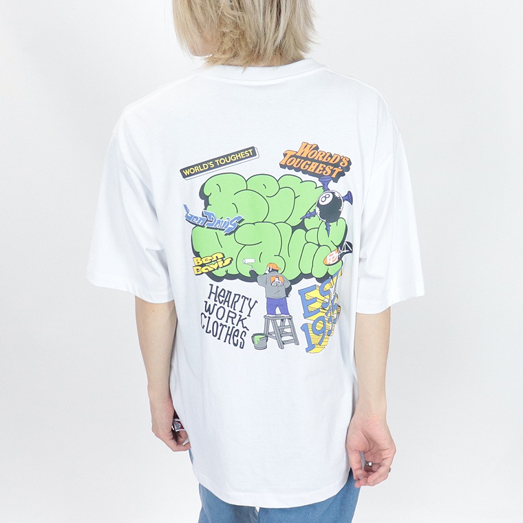夏物SALE【BEN DAVIS(ベンデイビス)】発泡グラフィックプリント/半袖Ｔシャツ (ペアルック・アメカジ系)