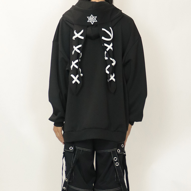 【PSYCHONATION】レースアップうさ耳ジャージZIPパーカー