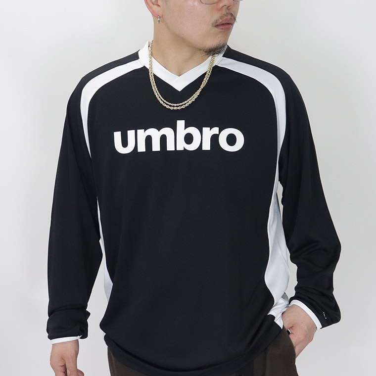【UMBRO】ハニカムメッシュVネック長袖Tシャツ