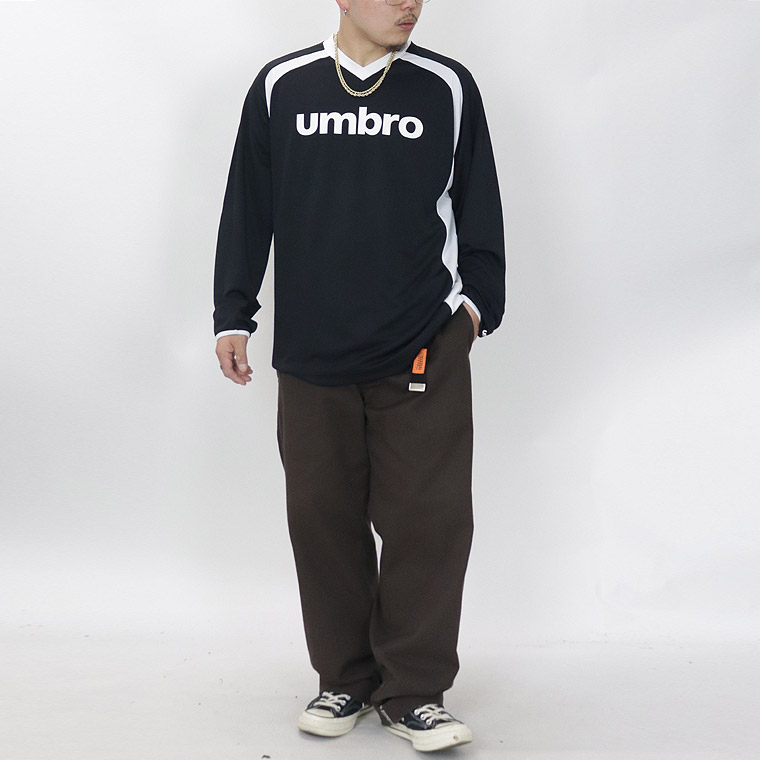 【UMBRO】ハニカムメッシュVネック長袖Tシャツ