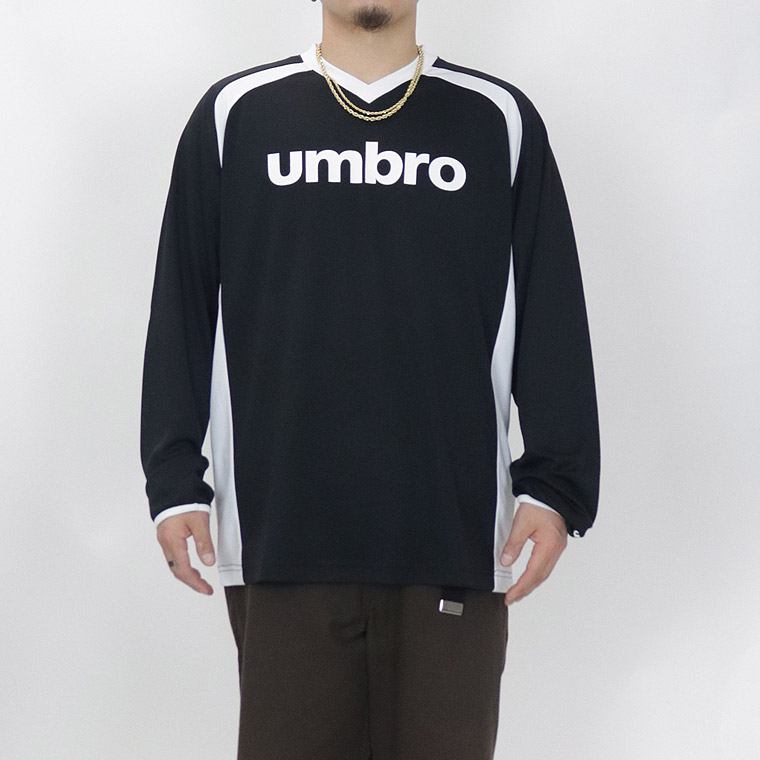 【UMBRO】ハニカムメッシュVネック長袖Tシャツ