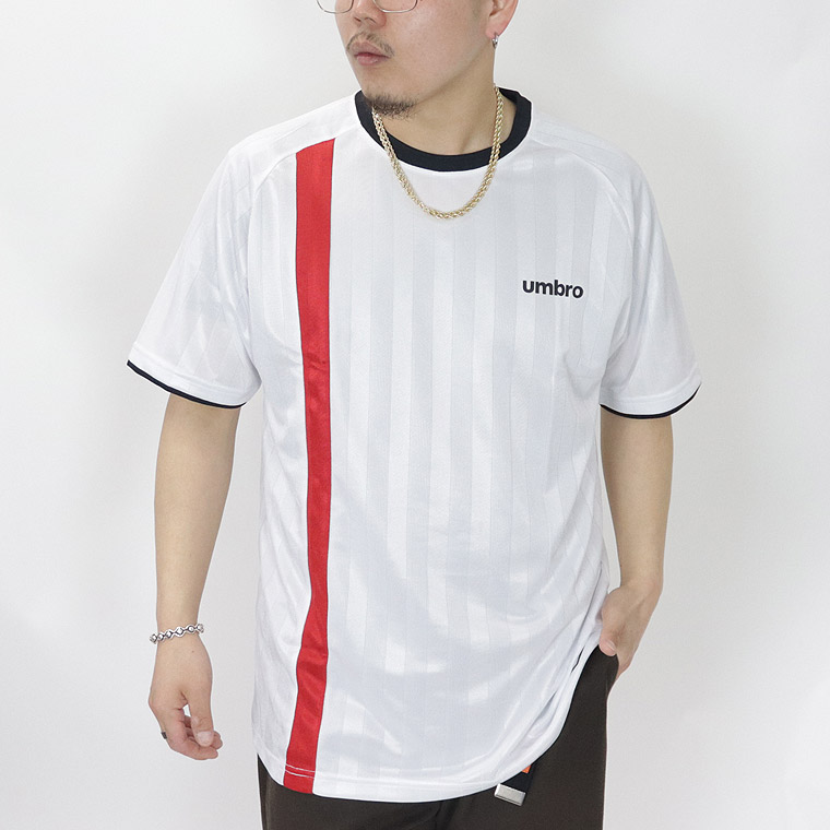 【UMBRO】シャドーストライプメッシュラグラン半袖Tシャツ