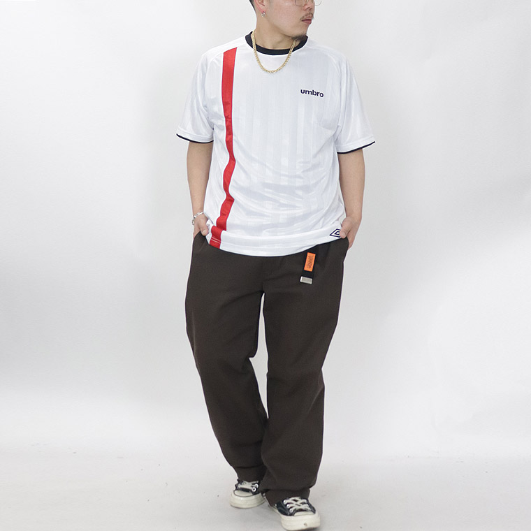 【UMBRO】シャドーストライプメッシュラグラン半袖Tシャツ