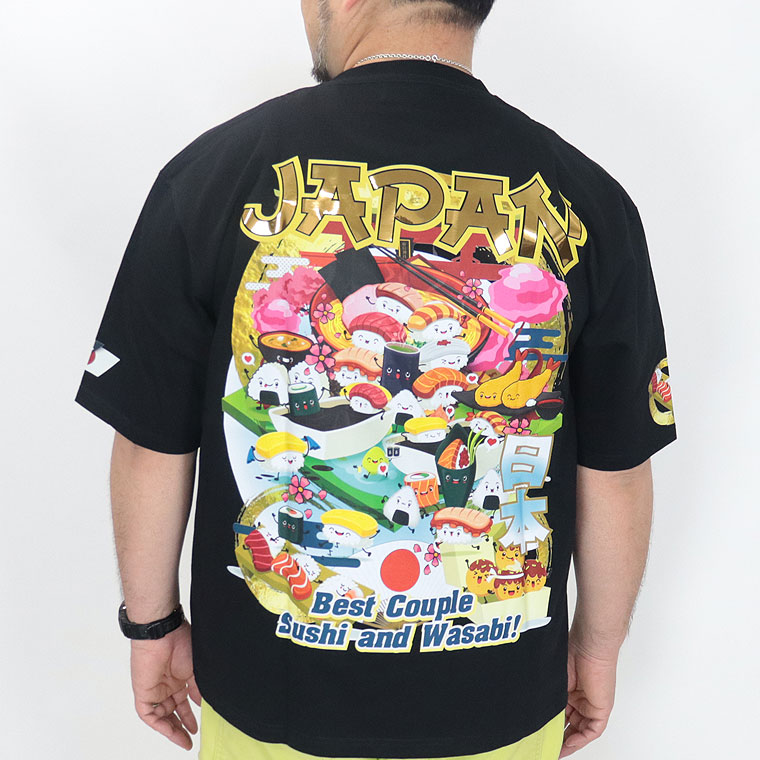 【大きいサイズ＆レギュラーサイズ】日本のお土産 寿司プリントJapaneseTシャツ M L XL XXL(3Ｌ) XXXL(4Ｌ) XXXXL(5Ｌ)