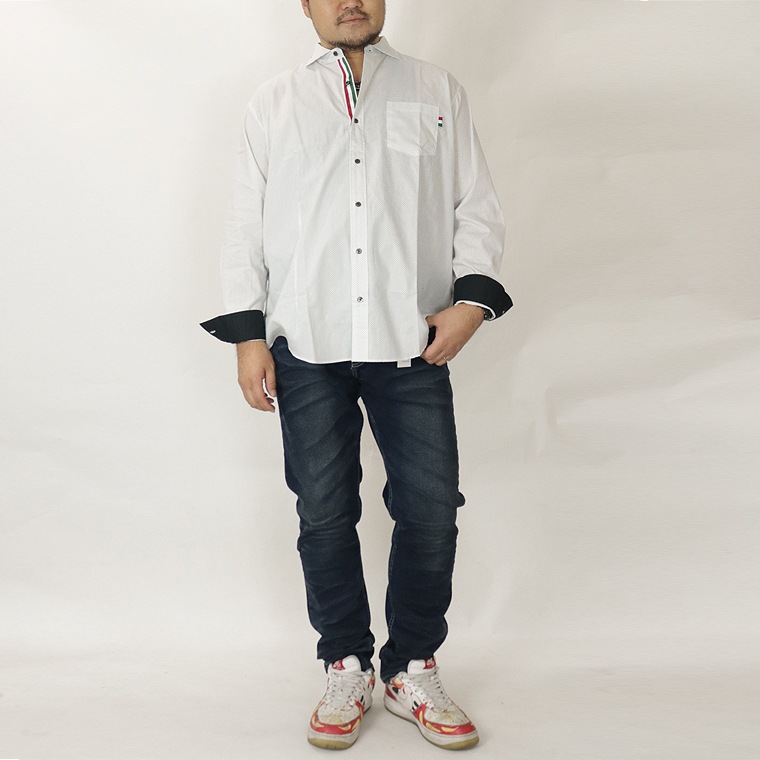 国産ドット柄シャツ【キングサイズ】