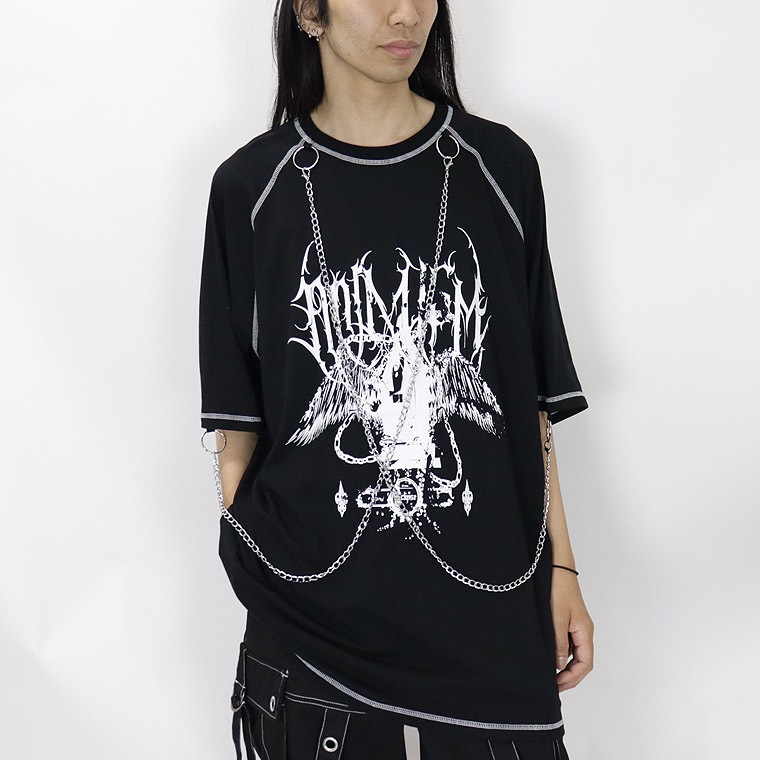 ＼数量限定３０％ＯＦＦ／ダブルチェーンディテールグラフィックBIGシルエットTシャツ