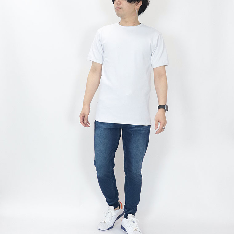 カットデニムリブジョガーパンツ