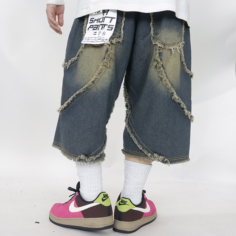 バイアス＆トライバルフリンジ5ポケットBIGショーツ