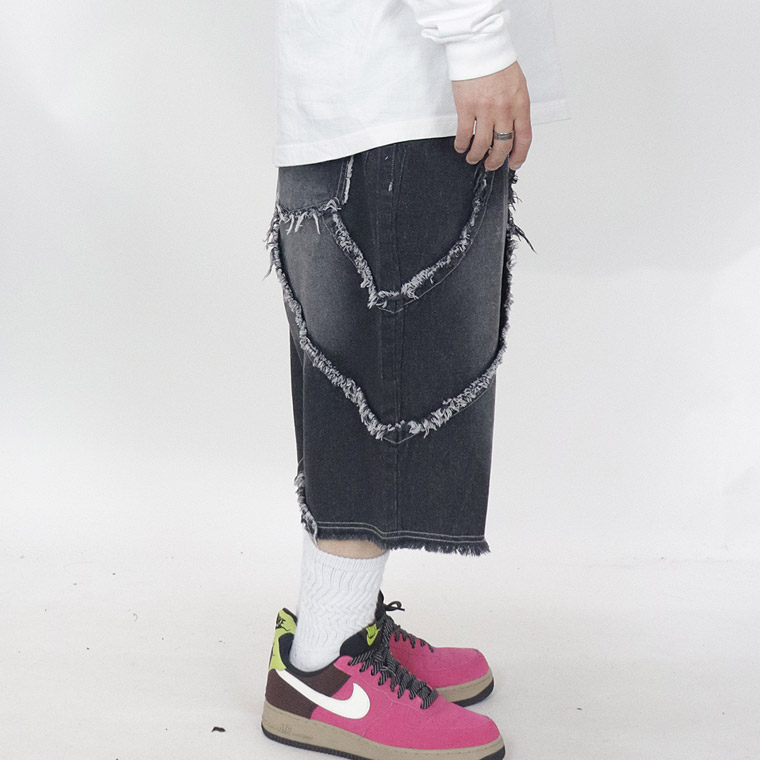 バイアス＆トライバルフリンジ5ポケットBIGショーツ