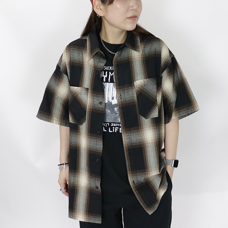 H/S接触冷感オンブレチェックシャツ