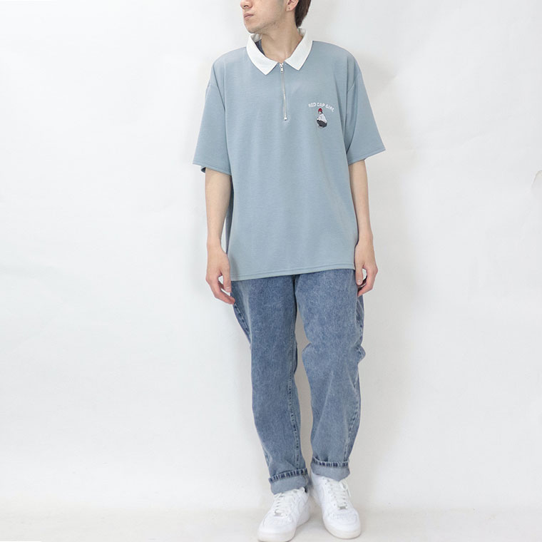 新品未使用品　TNRCN ハーフジップポロシャツ　RUFFLOG RED CAP GIRL】とろみポンチ胸刺繍ハーフジップ | 店舗から探す