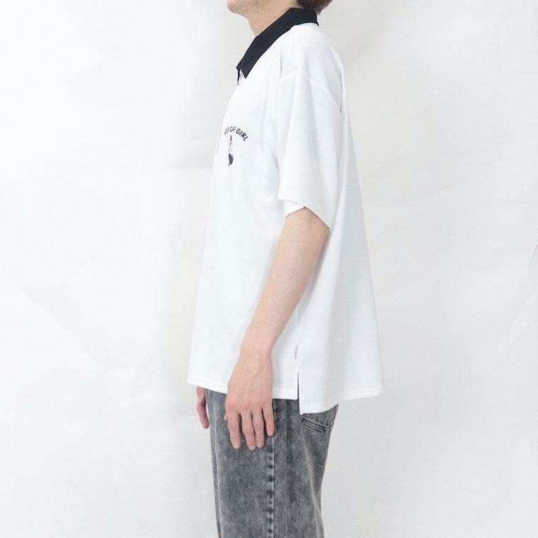 【RED CAP GIRL】とろみポンチ胸刺繍ハーフジップ