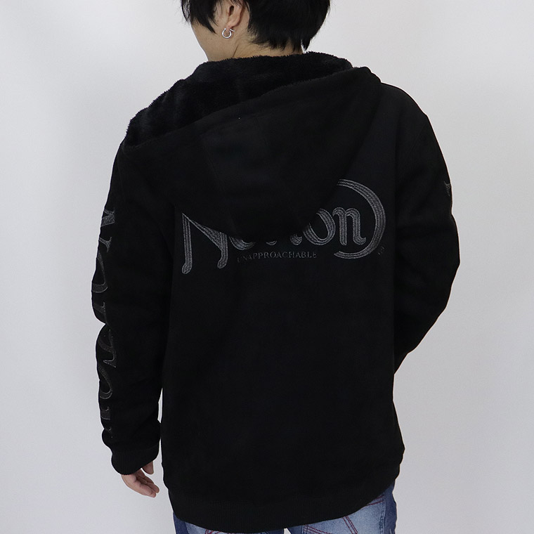 【NORTON】撥水裏ボアモイストスウェードラメ刺繍ZIPパーカー