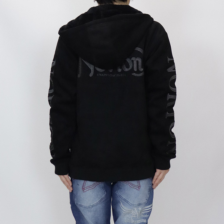 【NORTON】撥水裏ボアモイストスウェードラメ刺繍ZIPパーカー