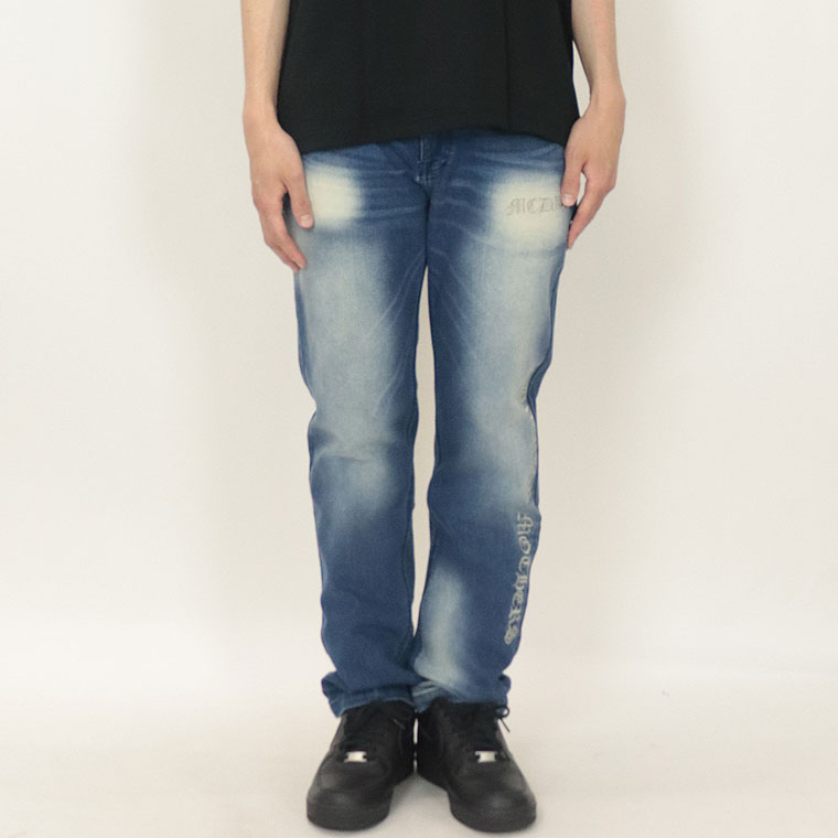 【MCD】バックトライバル刺繍ストレッチデニムパンツ