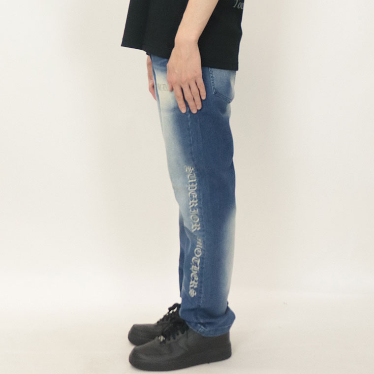 【MCD】バックトライバル刺繍ストレッチデニムパンツ