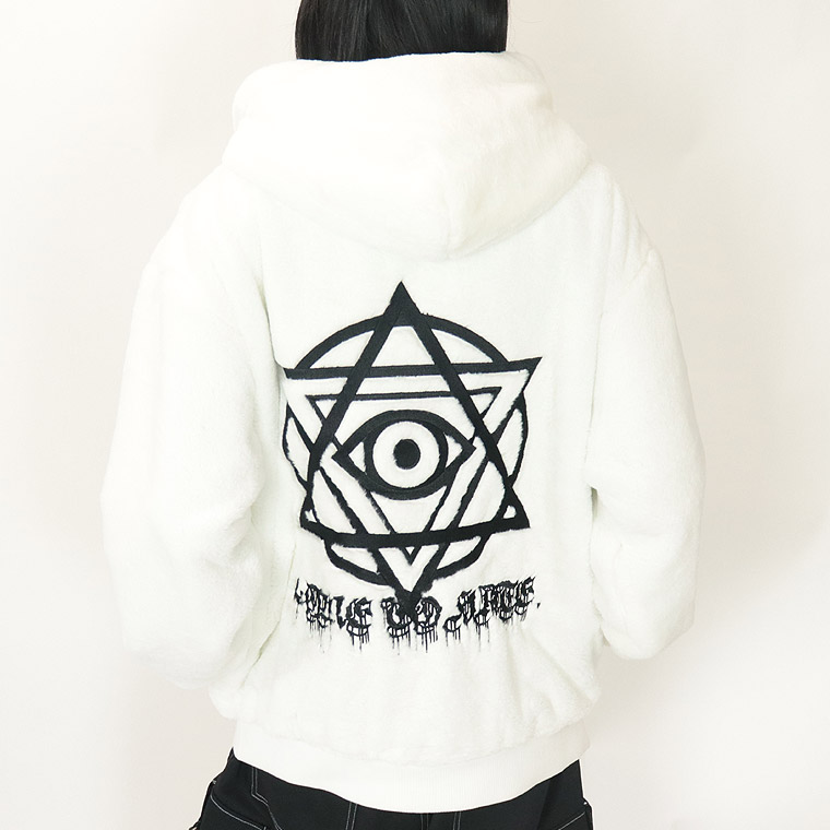トライバルロゴ刺繍BIGシルエットフェイクファーパーカーブルゾン