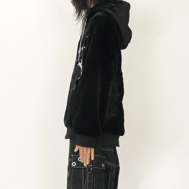 トライバルロゴ刺繍BIGシルエットフェイクファーパーカーブルゾン