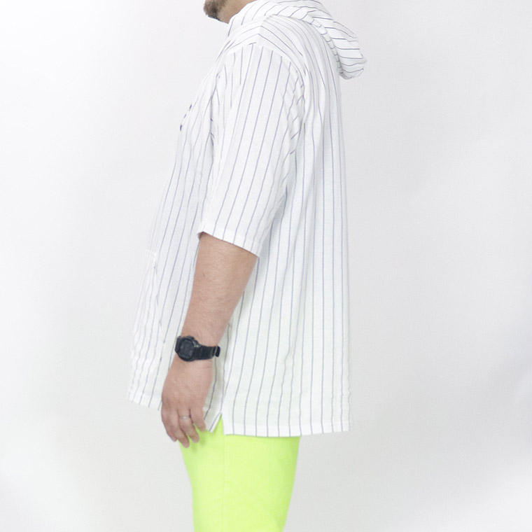 【大きいサイズ】CONVERSEストライププリント５分袖プルパーカー