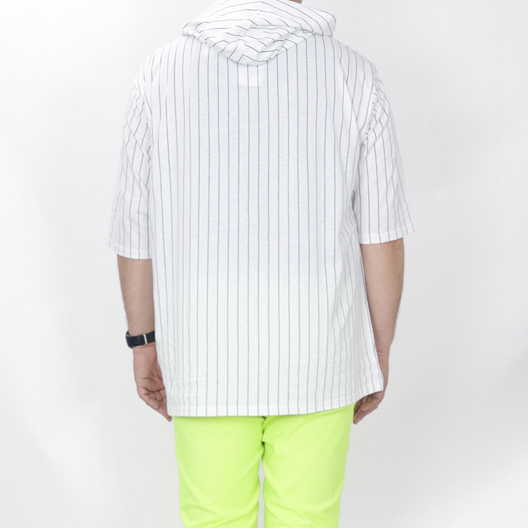 【大きいサイズ】CONVERSEストライププリント５分袖プルパーカー