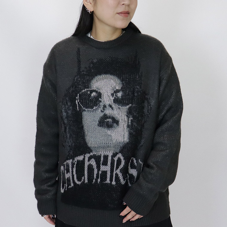 【RE730】フェイスデザインクルーネックニット