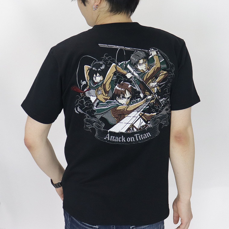 【進撃の巨人】天竺半袖Tシャツ エレン&ミカサ&リヴァイ