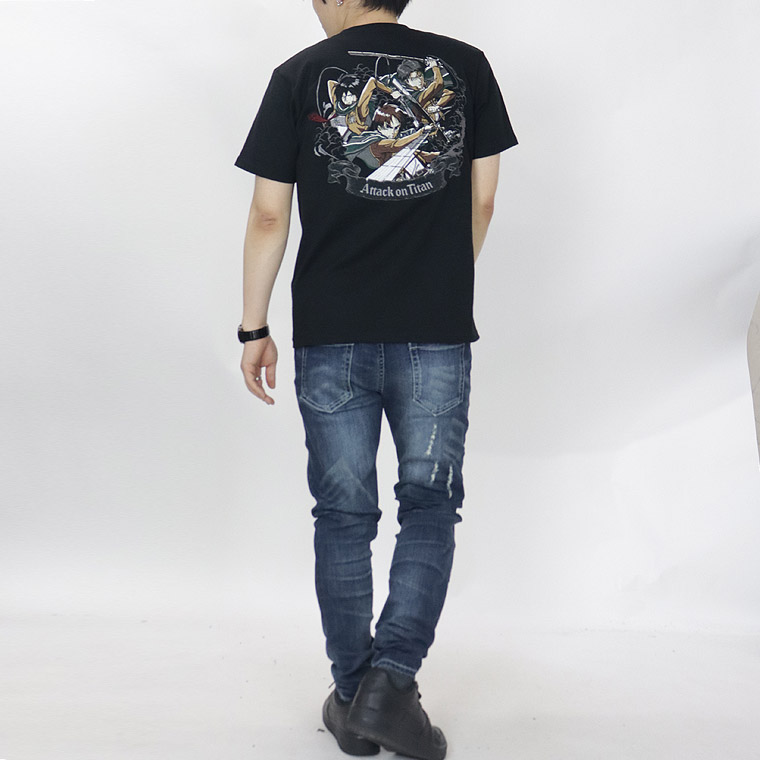 【進撃の巨人】天竺半袖Tシャツ エレン&ミカサ&リヴァイ
