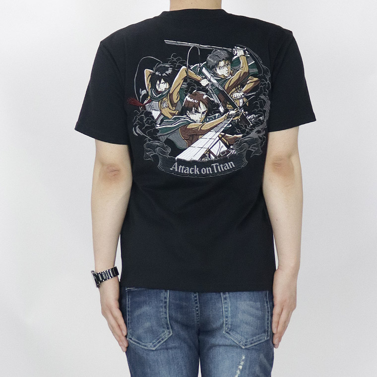 【進撃の巨人】天竺半袖Tシャツ エレン&ミカサ&リヴァイ