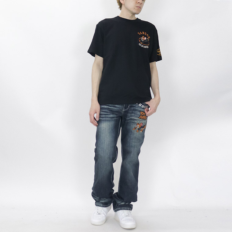 【TOM&JERRYコラボ】天竺半袖Tシャツ トムジェリバイク