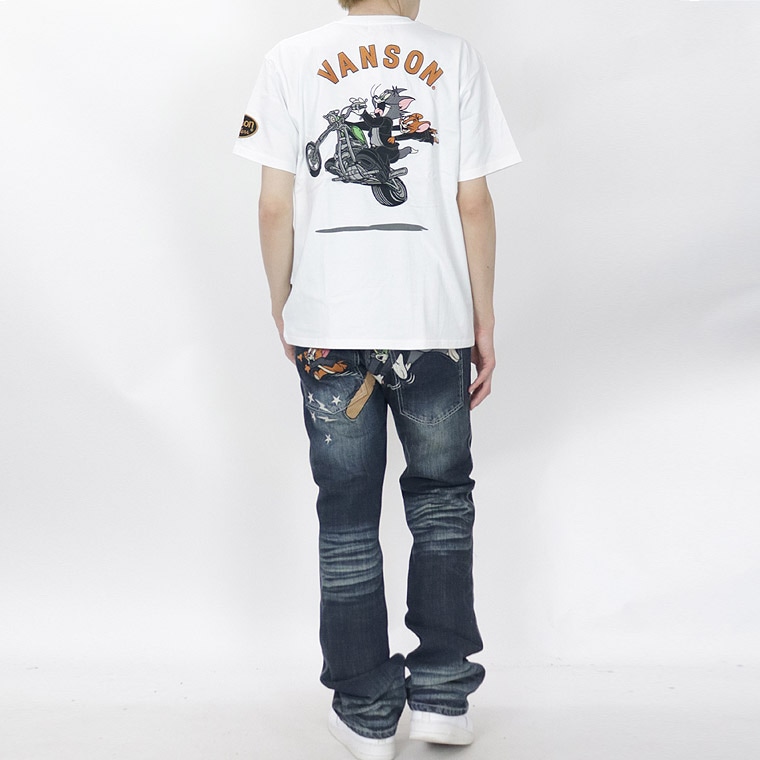 【TOM&JERRYコラボ】天竺半袖Tシャツ トムジェリバイク