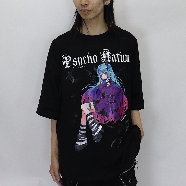 【PSYCHONATION】『寝田ルネコラボ』デビルイラストBIGシルエットTシャツ
