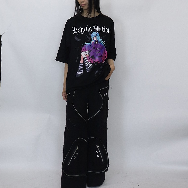 【PSYCHONATION】『寝田ルネコラボ』デビルイラストBIGシルエットTシャツ