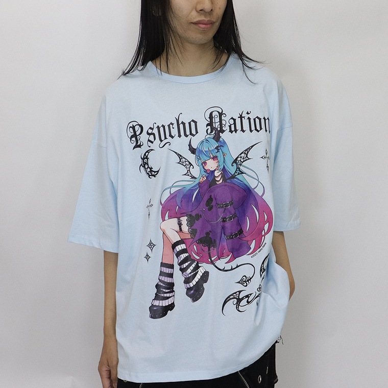 【PSYCHONATION】『寝田ルネコラボ』デビルイラストBIGシルエットTシャツ