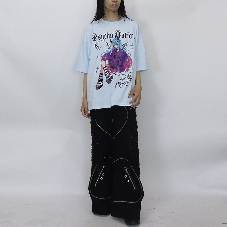 【PSYCHONATION】『寝田ルネコラボ』デビルイラストBIGシルエットTシャツ