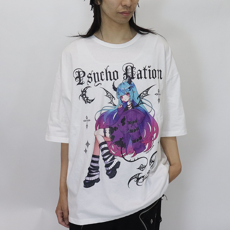 【PSYCHONATION】『寝田ルネコラボ』デビルイラストBIGシルエットTシャツ