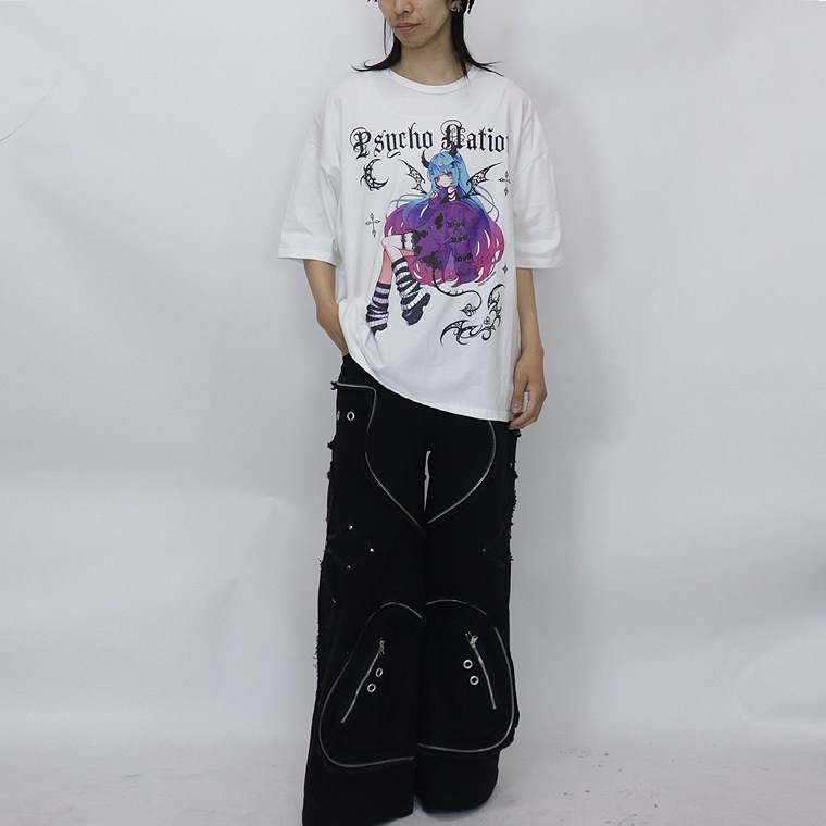 【PSYCHONATION】『寝田ルネコラボ』デビルイラストBIGシルエットTシャツ
