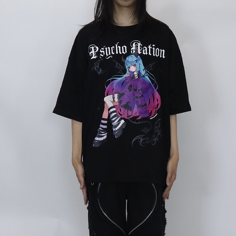 【PSYCHONATION】『寝田ルネコラボ』デビルイラストBIGシルエットTシャツ