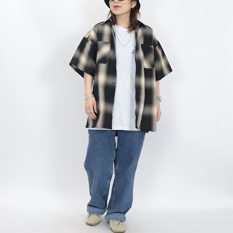 接触冷感 H/S オンブレチェックシャツ